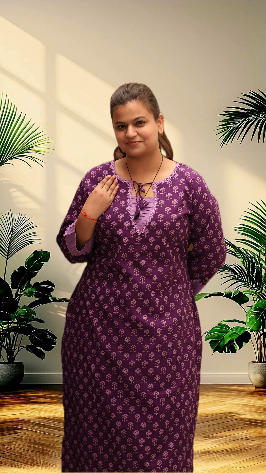 Soft Cotton Straight Purple Kurta Set