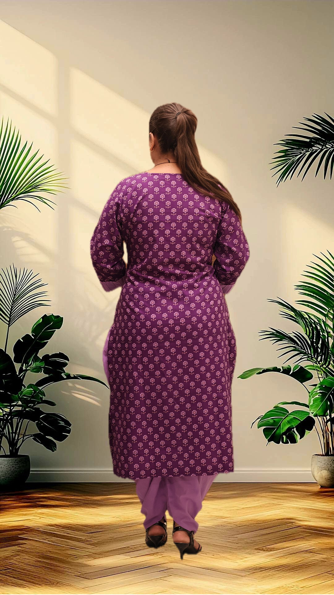 Soft Cotton Straight Purple Kurta Set