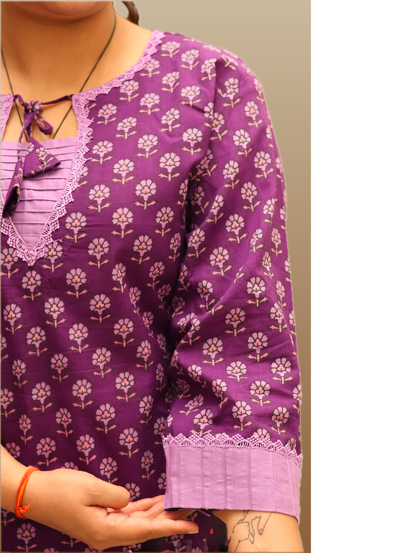 Soft Cotton Straight Purple Kurta Set