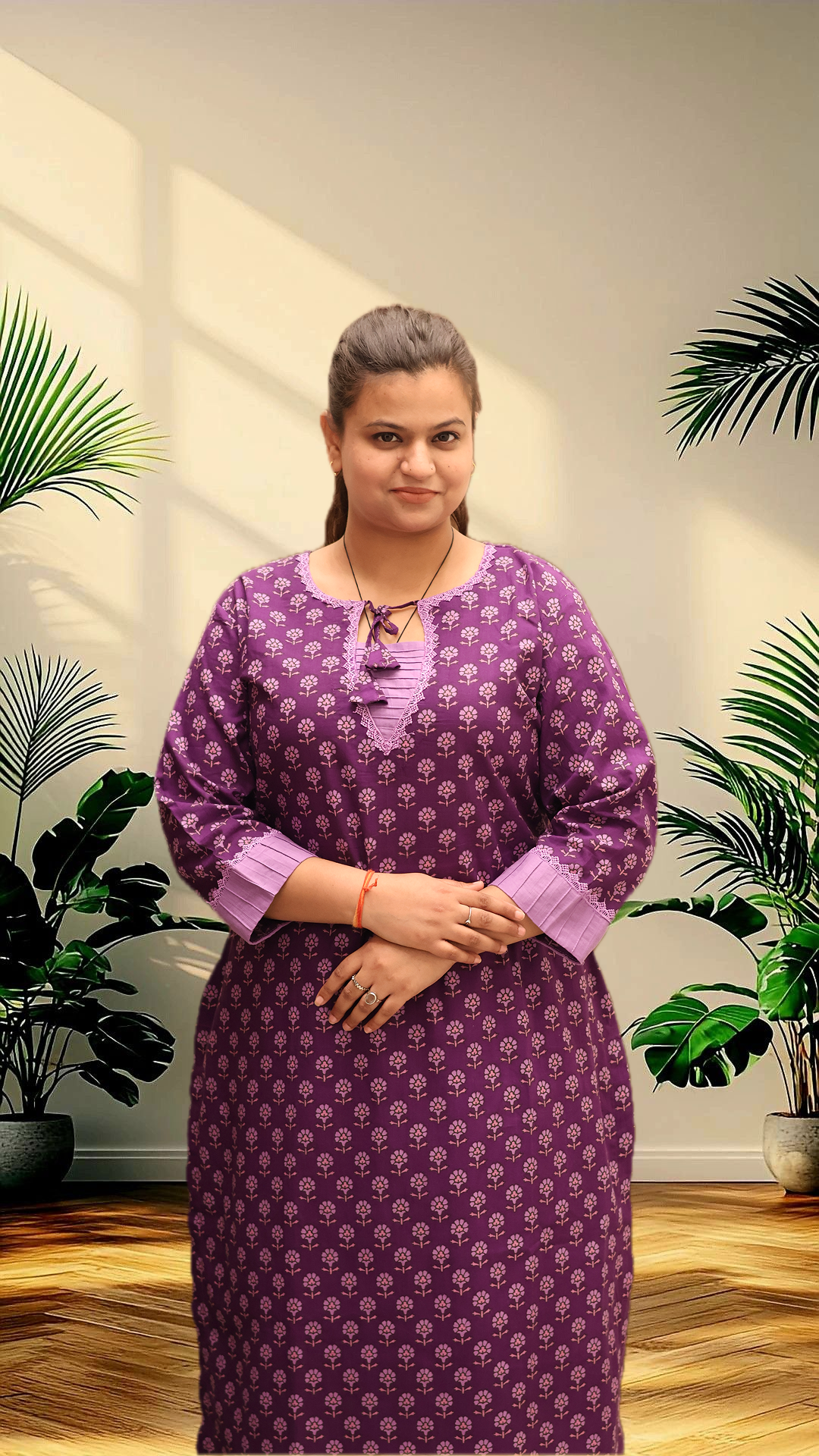 Soft Cotton Straight Purple Kurta Set